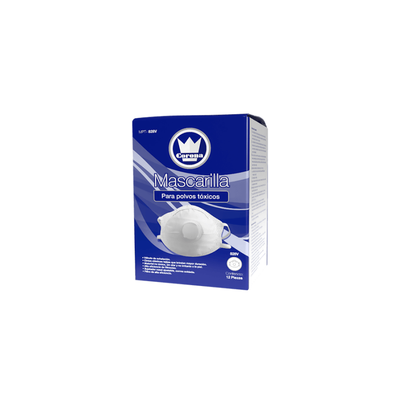 12 Mascarillas Para Polvos Toxicos C/Filtro Marca Corona VIC828V