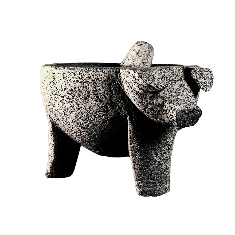 Molcajete de 8 Pulgadas de Piedra Volcánica Negra