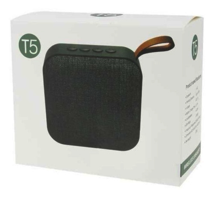 Mini Bocina T5 Diseño Cuadrado Bluetooth Radio Negro