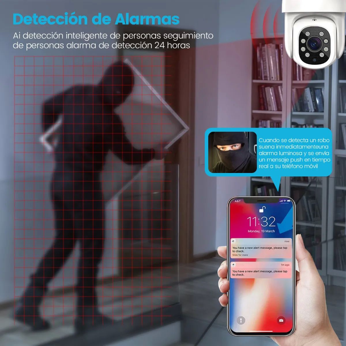 Camaras Wifi Exterior 360 Seguimiento Domo Led