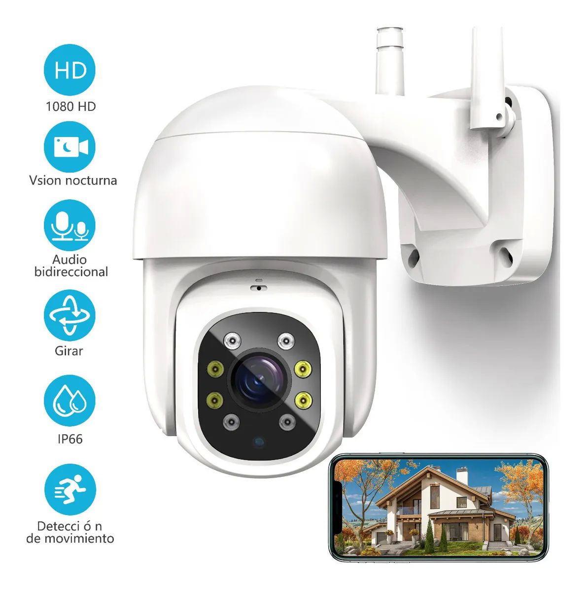 Camaras Wifi Exterior 360 Seguimiento Domo Led