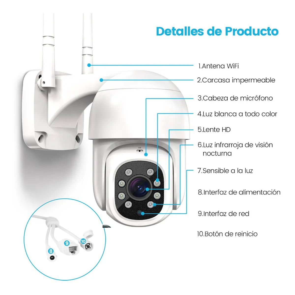 Camaras Wifi Exterior 360 Seguimiento Domo Led
