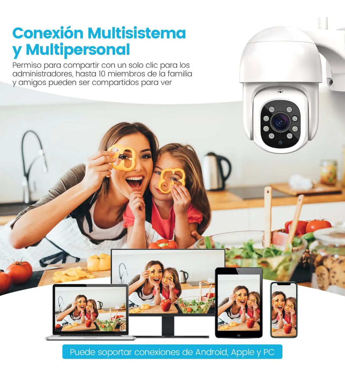Camaras Wifi Exterior 360 Seguimiento Domo Led