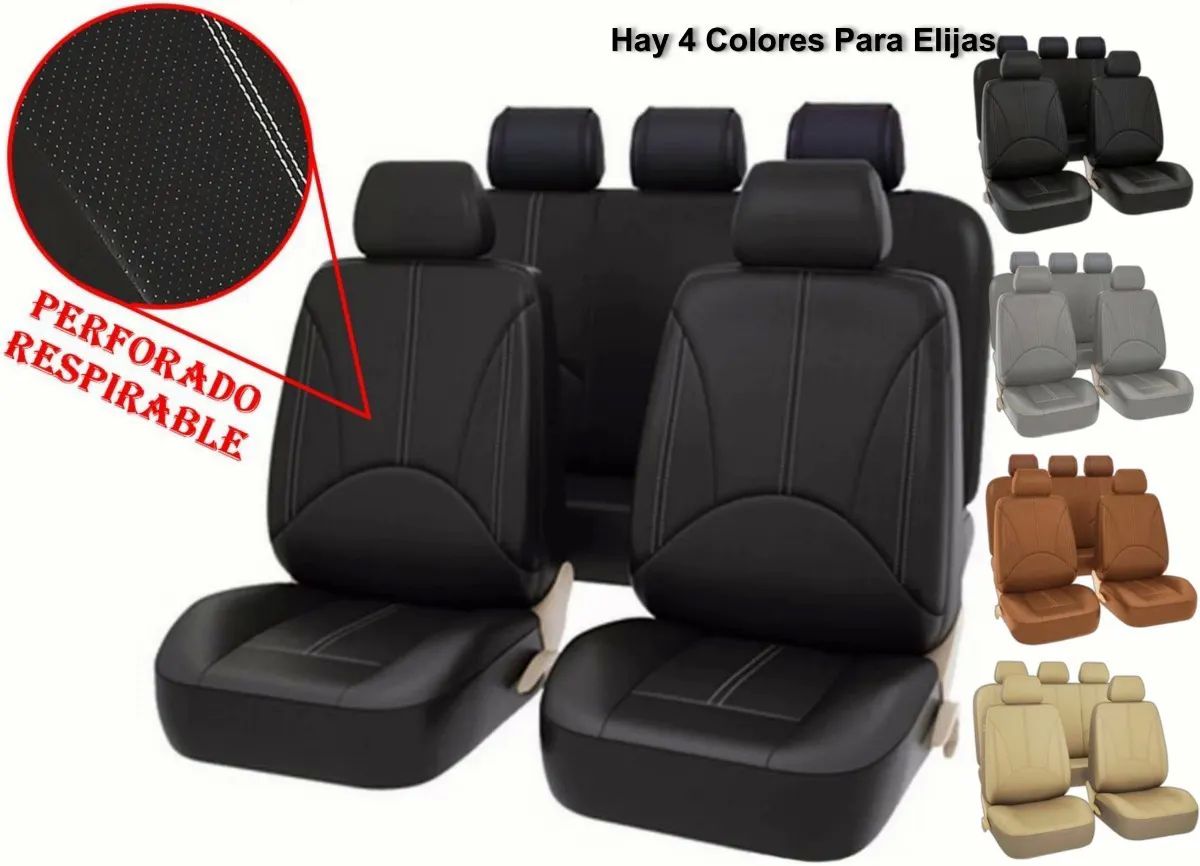 Cubre Asientos De Coche Cuero Universal Respirable 9 Piezas