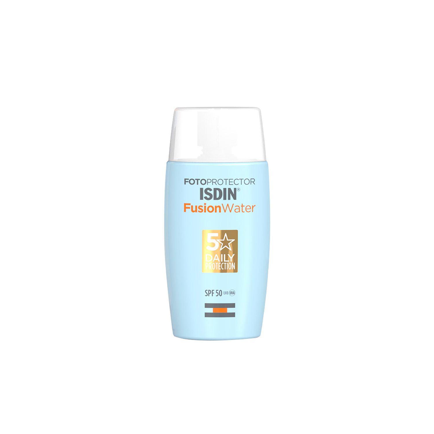 ISDIN Fotoprotector Fusion Water SPF 50, Protector Solar Facial de fase acuosa para uso diario, Textura ultra ligera, 50 ml