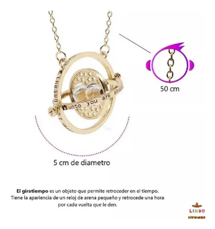 Collar Con Dije De Giratiempo Hermione Harry Potter