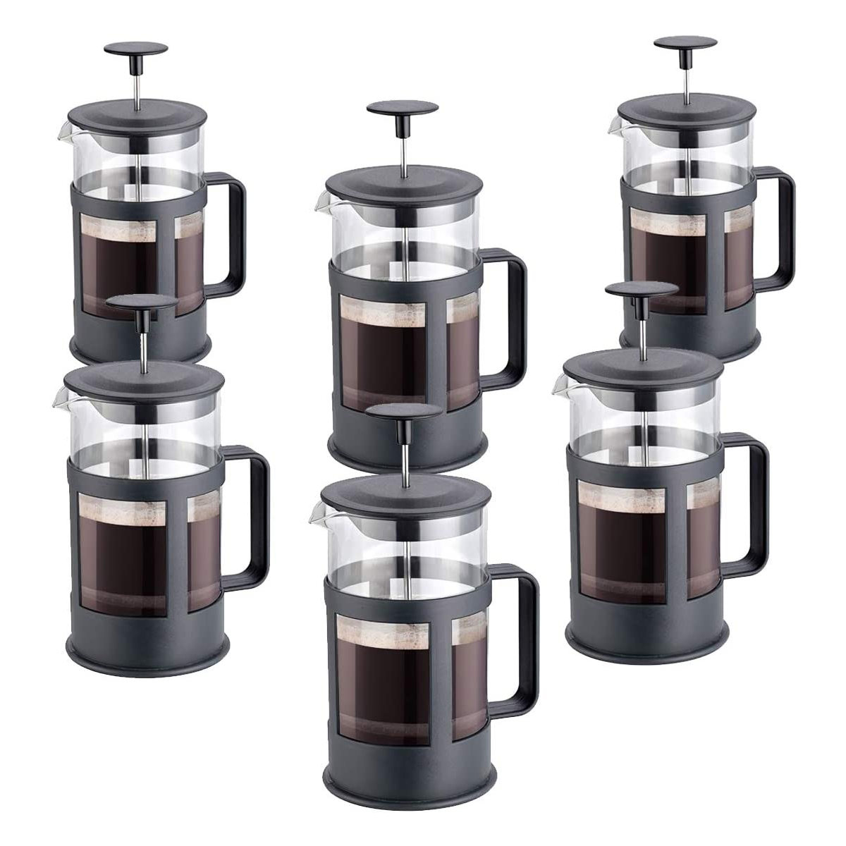 6 Cafeteras Individiales Prensa Francesa 350ml De Vidrio