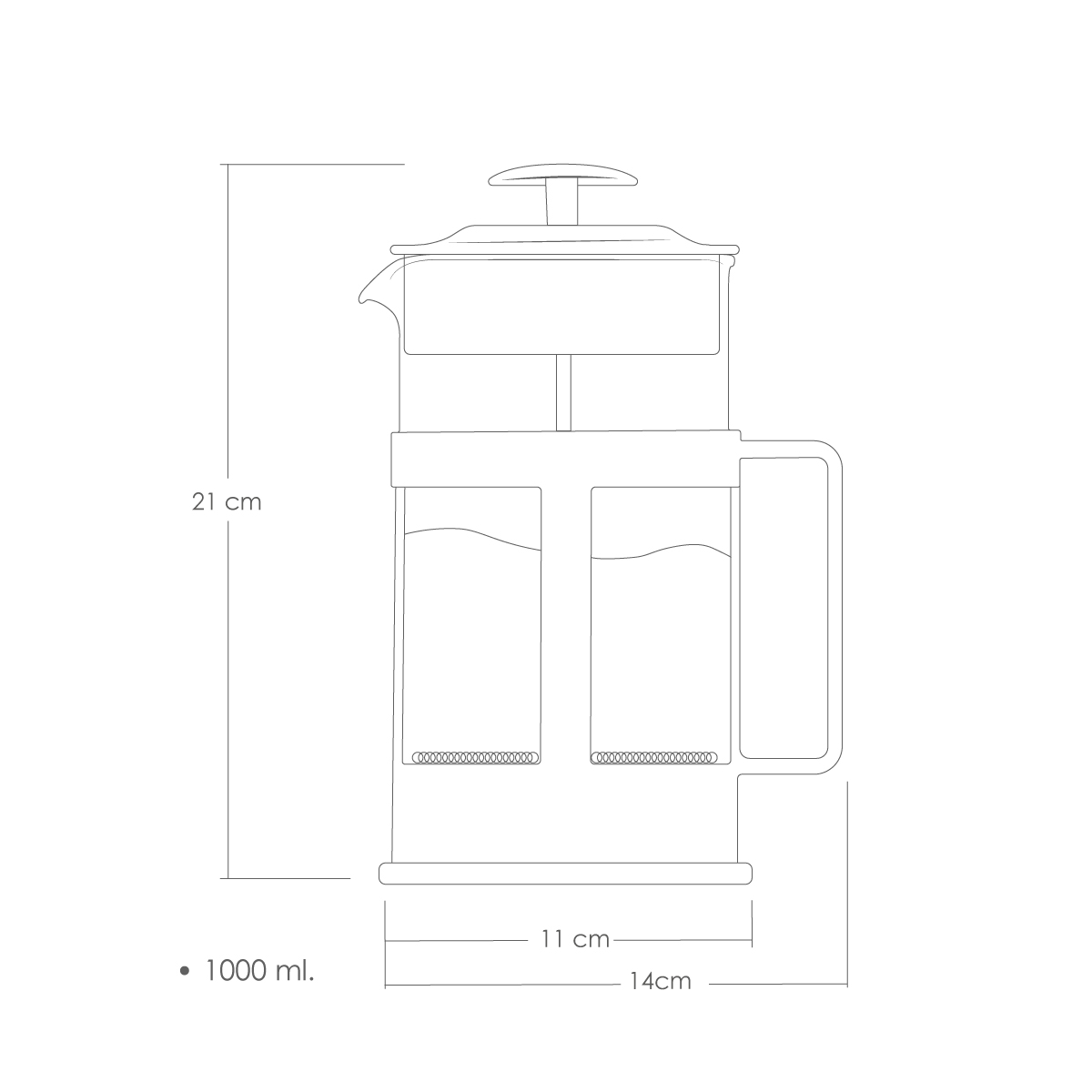 Cafetera Prensa Francesa De Vidrio 1000ml Con Embólo