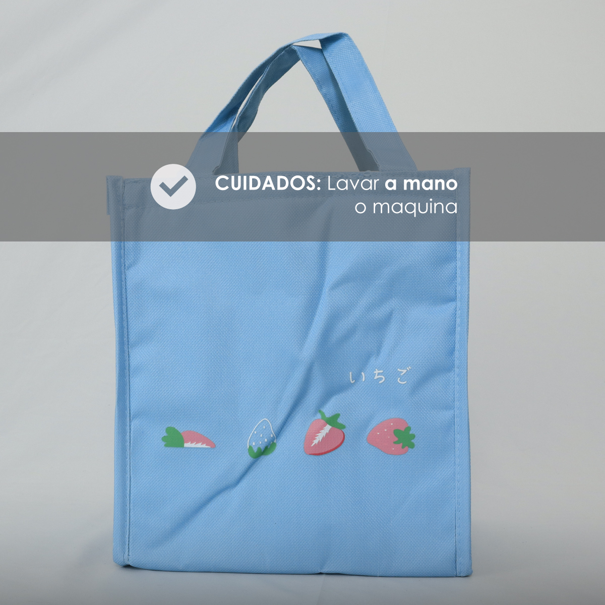 Bolsa Térmica Lonchera De Almuerzo, Lunch Bag Multiusos (Azul con fresas)
