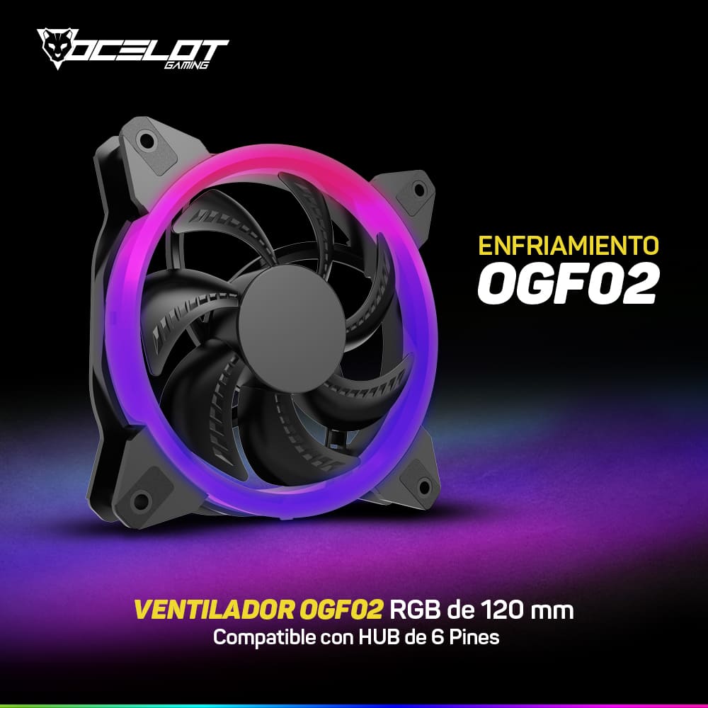Kit de 10 Ventiladores Gamer de 120mm RGB para Gabinete + Controlador + Control Remoto, Ocelot OGPF01