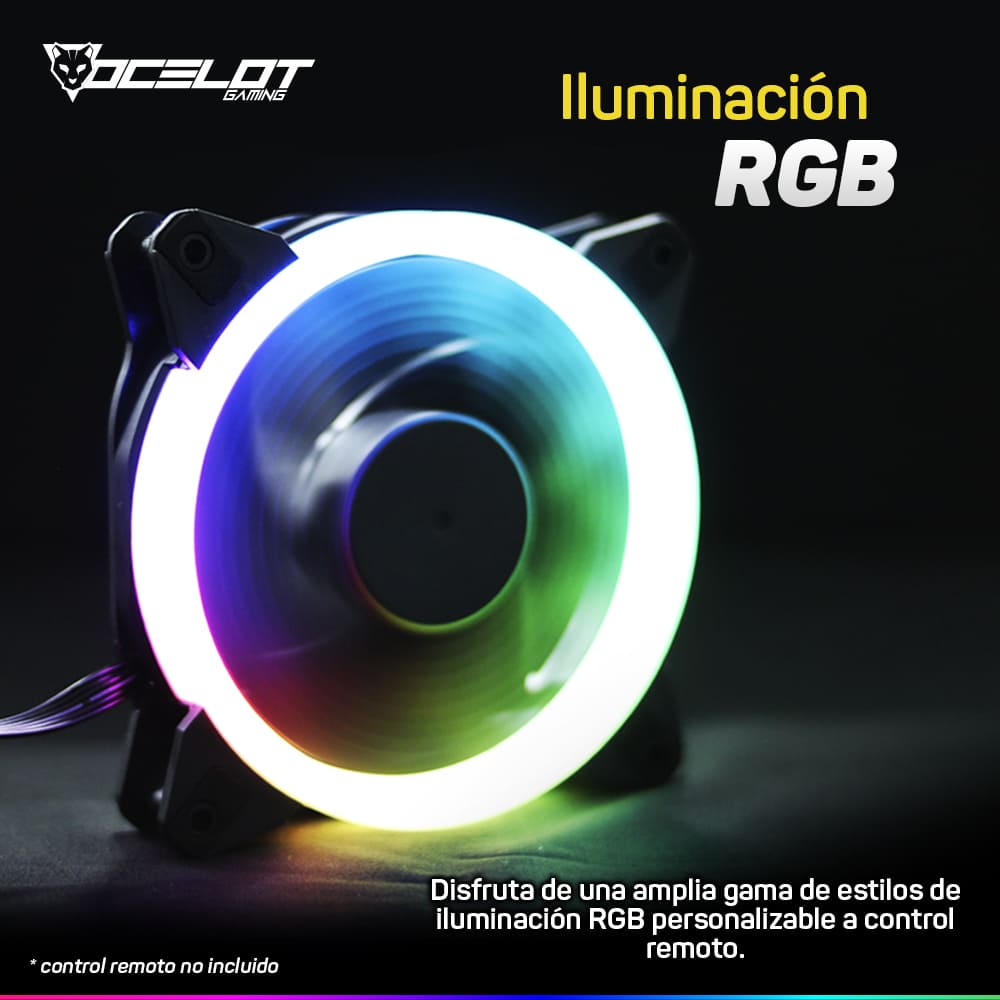 Kit de 10 Ventiladores Gamer de 120mm RGB para Gabinete + Controlador + Control Remoto, Ocelot OGPF01