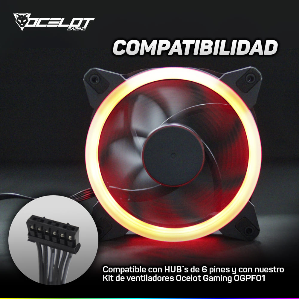 Kit de 10 Ventiladores Gamer de 120mm RGB para Gabinete + Controlador + Control Remoto, Ocelot OGPF01