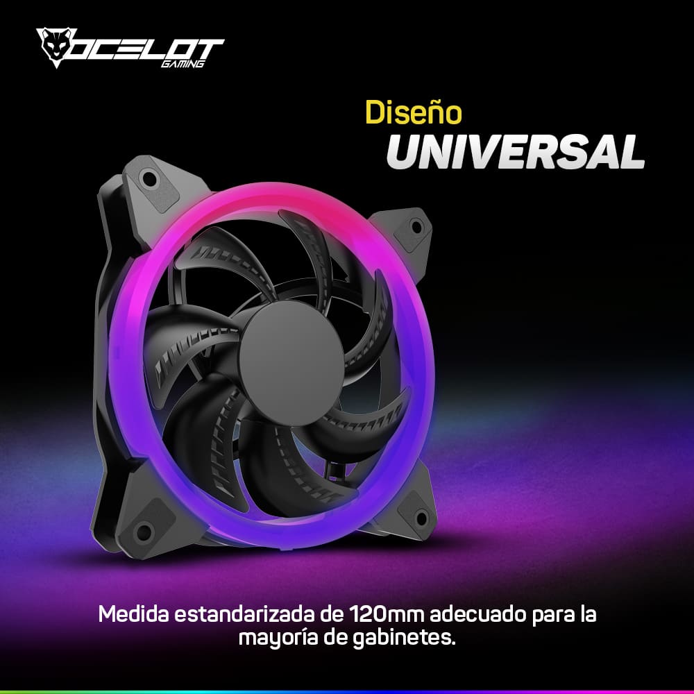 Kit de 10 Ventiladores Gamer de 120mm RGB para Gabinete + Controlador + Control Remoto, Ocelot OGPF01