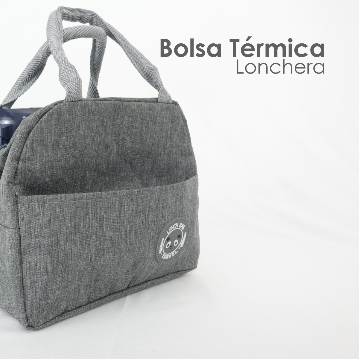 Bolsa Térmica, Lonchera De Almuerzo Portátil, Bolsa Frontal (Gris)