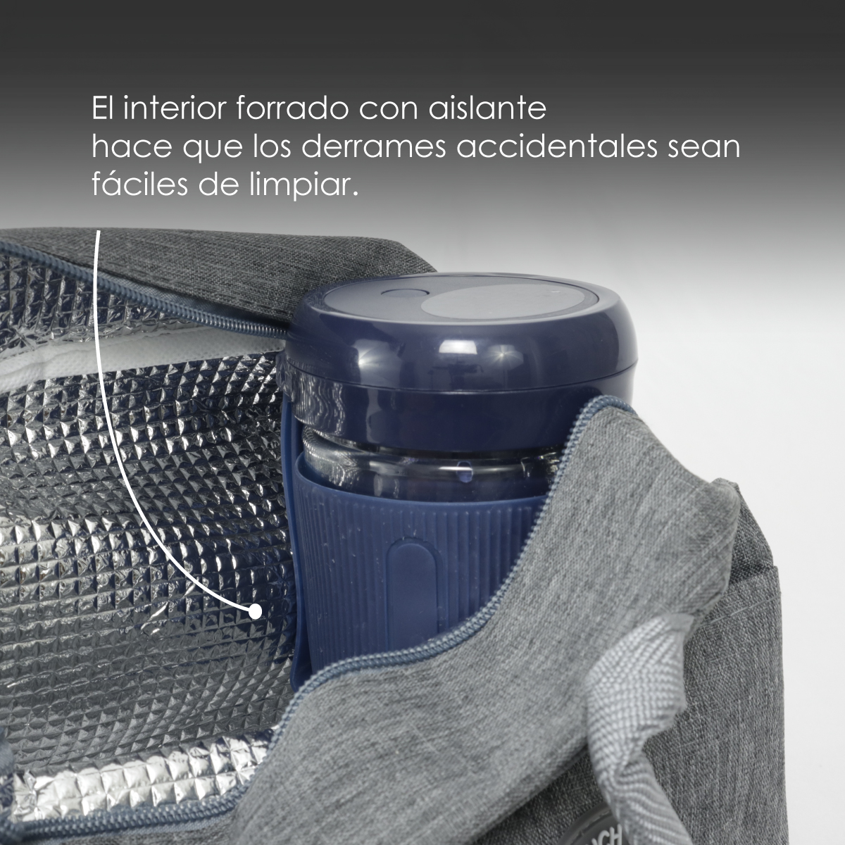 Bolsa Térmica, Lonchera De Almuerzo Portátil, Bolsa Frontal (Gris)