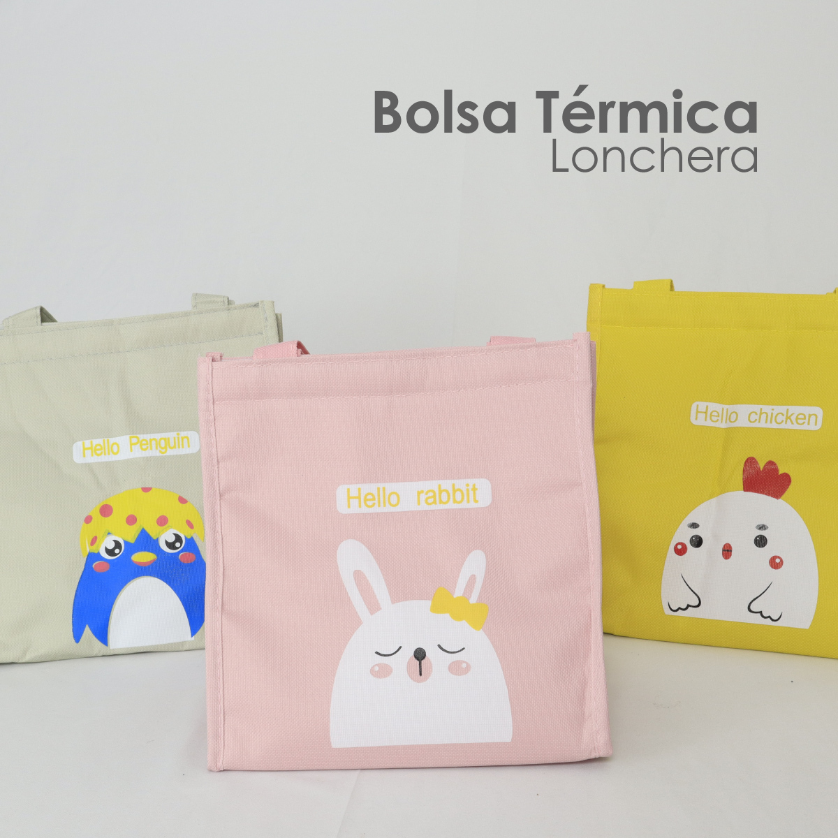 Bolsa De Almuerzo, Lonchera Térmica De Tela Oxford Portátil (Rosa conejo)