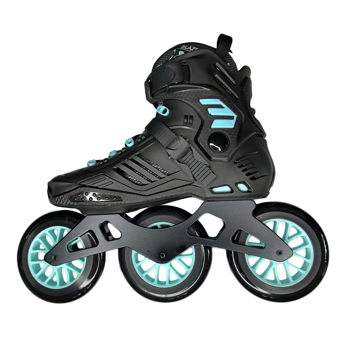 PATINES EN LINEA COLOR NEGRO Y TURQUESA TALLA M – General Import