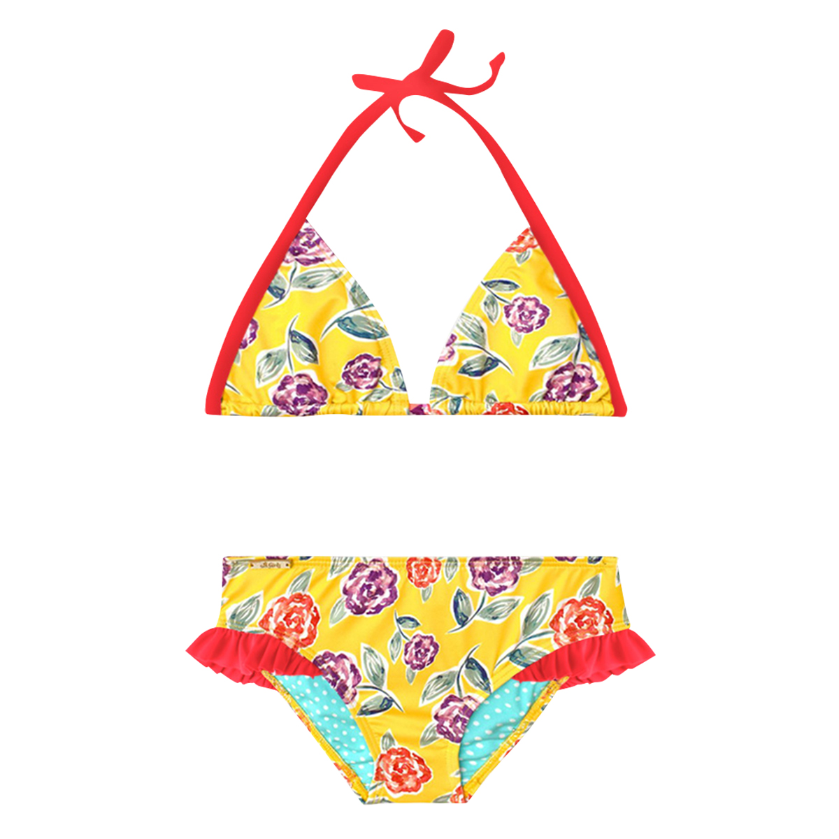 Bikini Premium para Niña Flores Fondo Amarillo