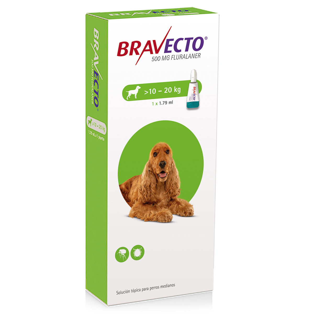 Bravecto Spot-On Pipeta Antiparasitaria para Perro Mediano, 10 a 20 kg
