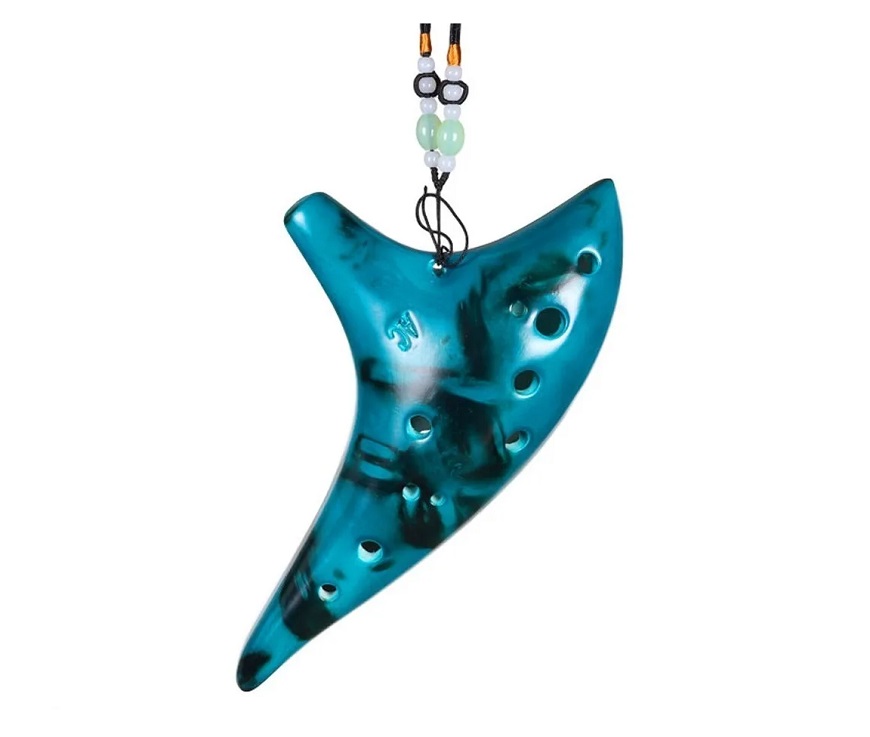 Ocarina 12 Hoyos Cerámica Clásica  Azul