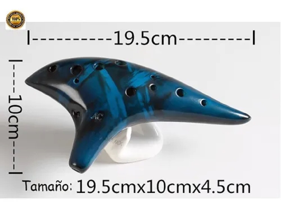 Ocarina 12 Hoyos Cerámica Clásica  Azul