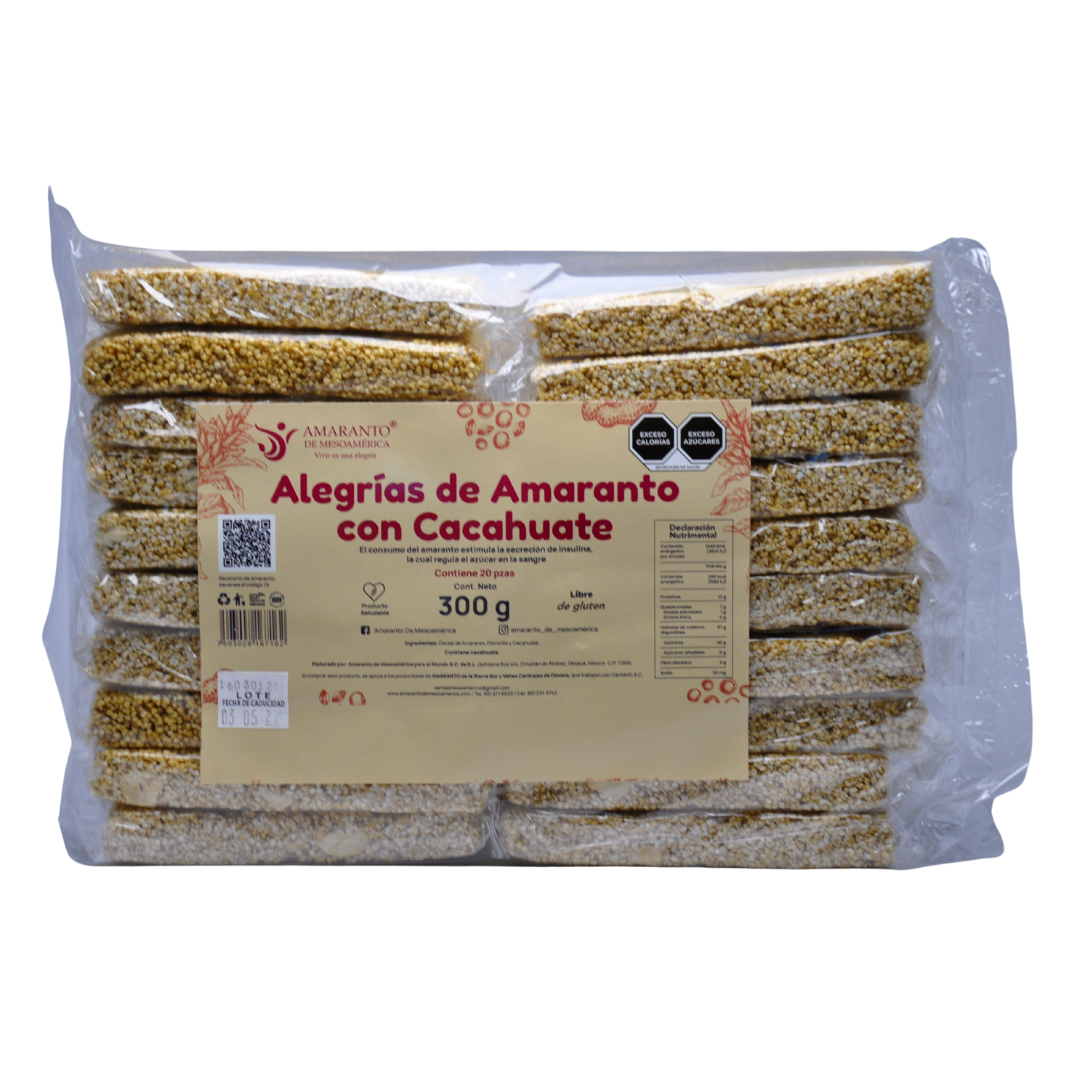 Barra De Amaranto Con Cacahuate Paquete 20 Piezas