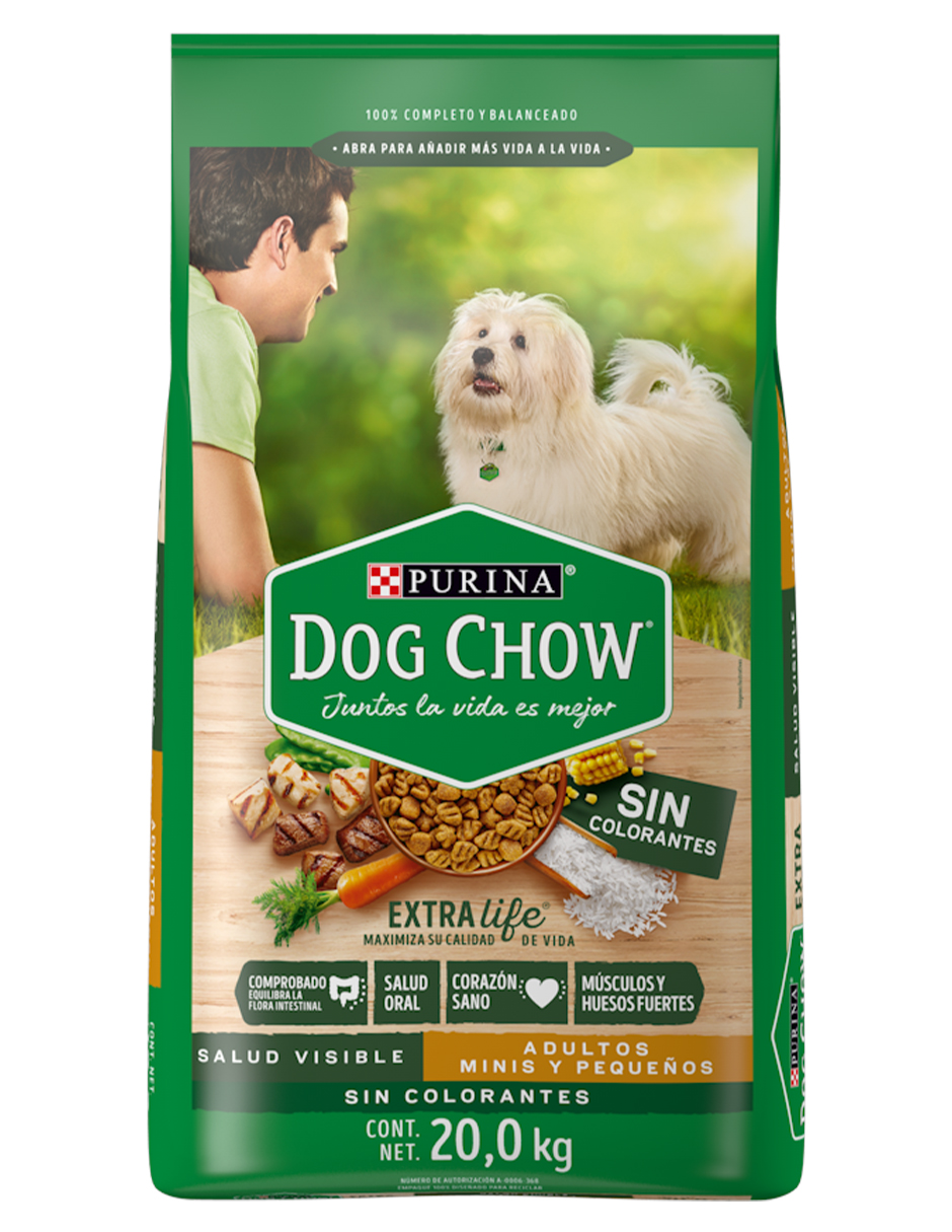 Dog Chow Sin Colorantes Alimento seco perros adultos minis y pequeños, bulto de 20kg