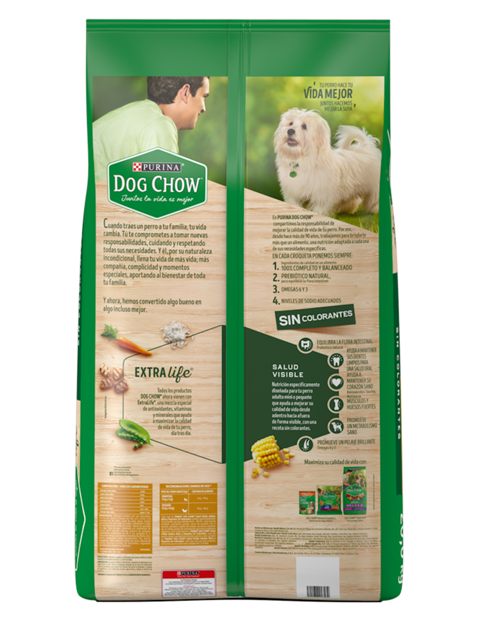 Dog Chow Sin Colorantes Alimento seco perros adultos minis y pequeños, bulto de 20kg