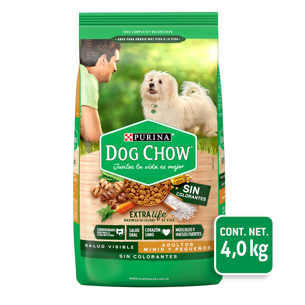 Dog Chow Sin Colorantes Alimento seco perros adultos minis y pequeños, bulto de 20kg