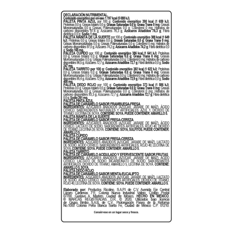 Paleta Vero Mix Dulce Club 20 Piezas Manita Tarrito Cupido