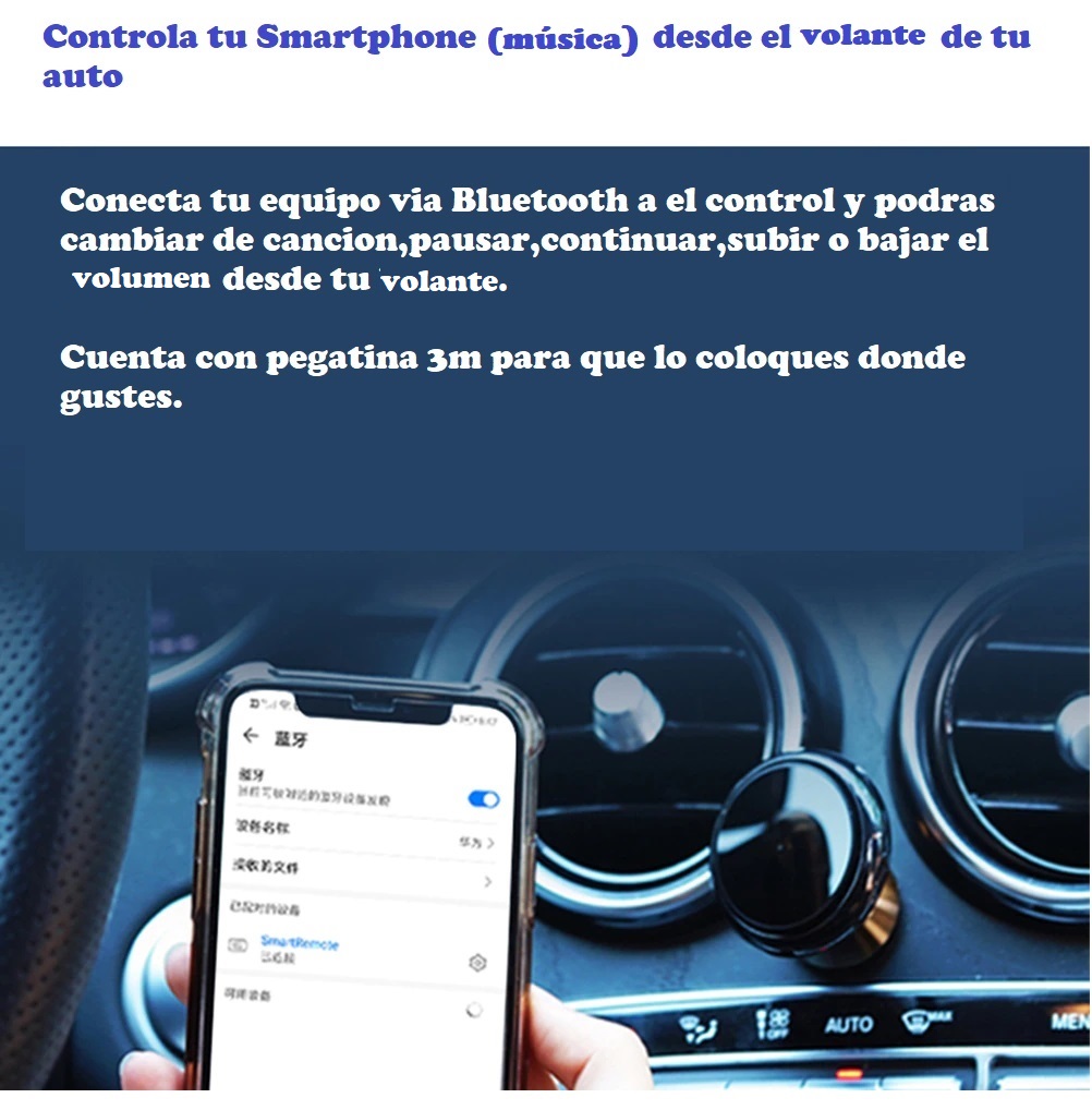 Mando control distancia inalámbrico Bluetooth teléfono inteligente coche luz led música Android IOS