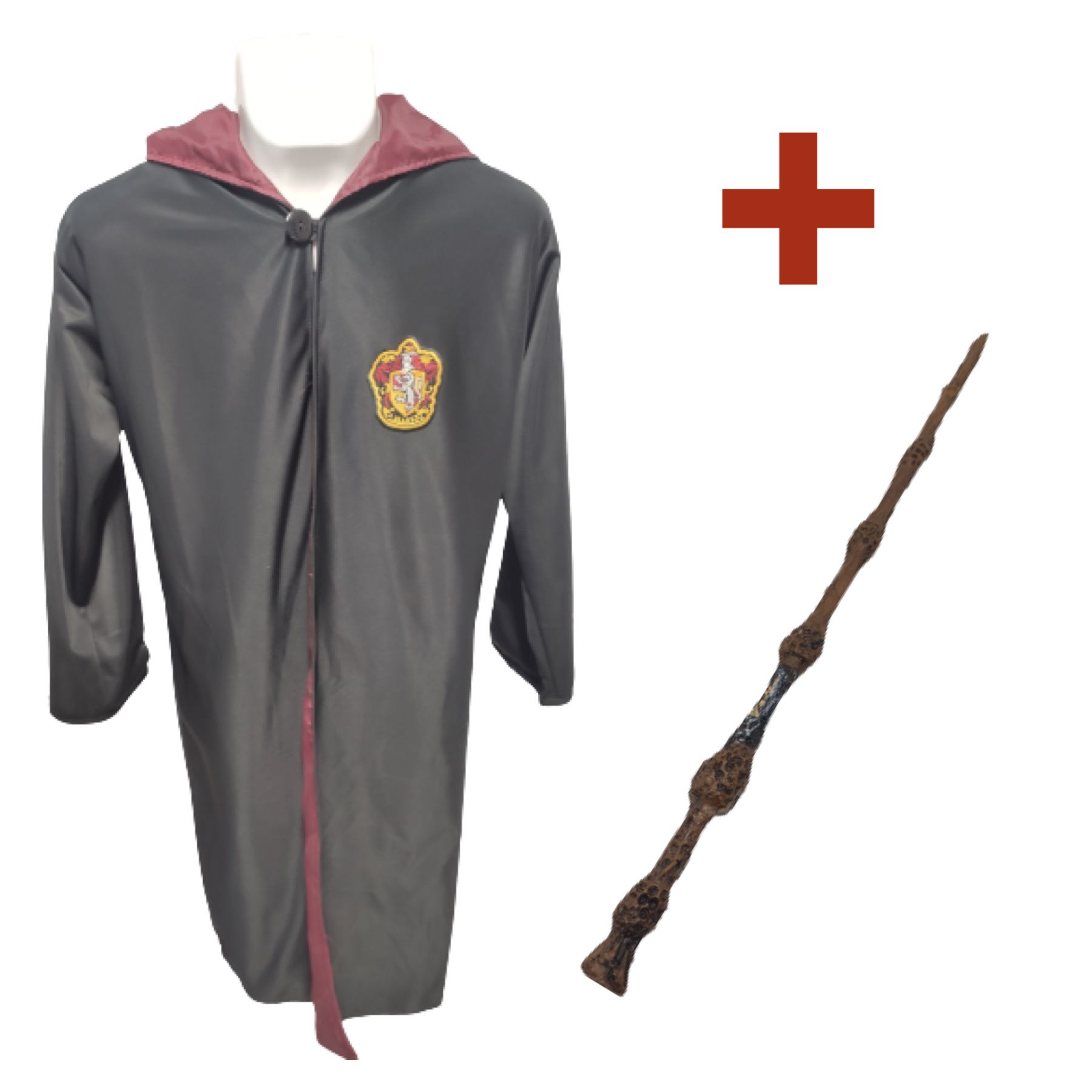 Cosplay Harry Potter Disfraz Combo Gryffindor Adultos Capa Bata Abrigo Gabardina Unitalla y Varita Resina Sauco Albus Dumbledore