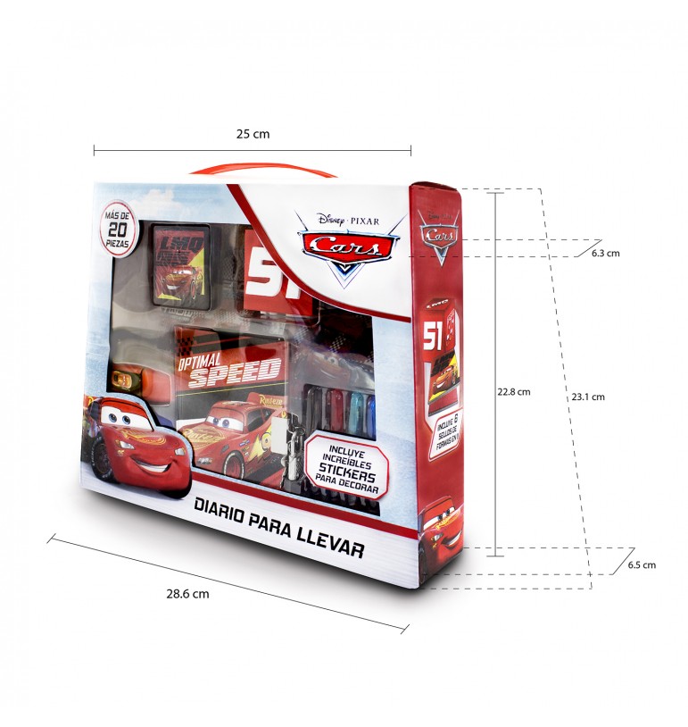 Mini libreta diario para niños Cars Pixar Disney con plumones