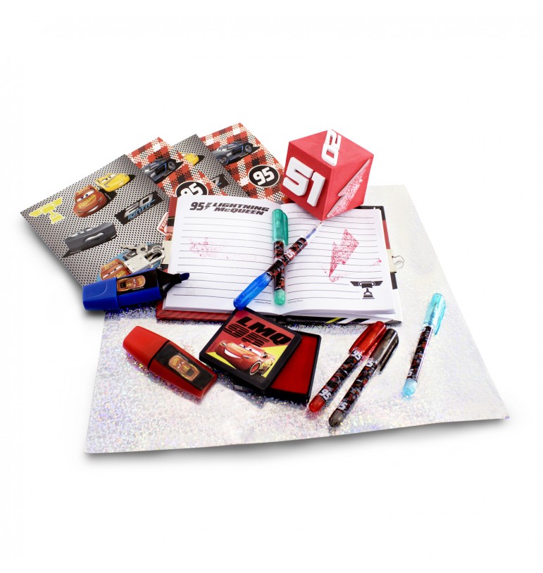 Mini libreta diario para niños Cars Pixar Disney con plumones