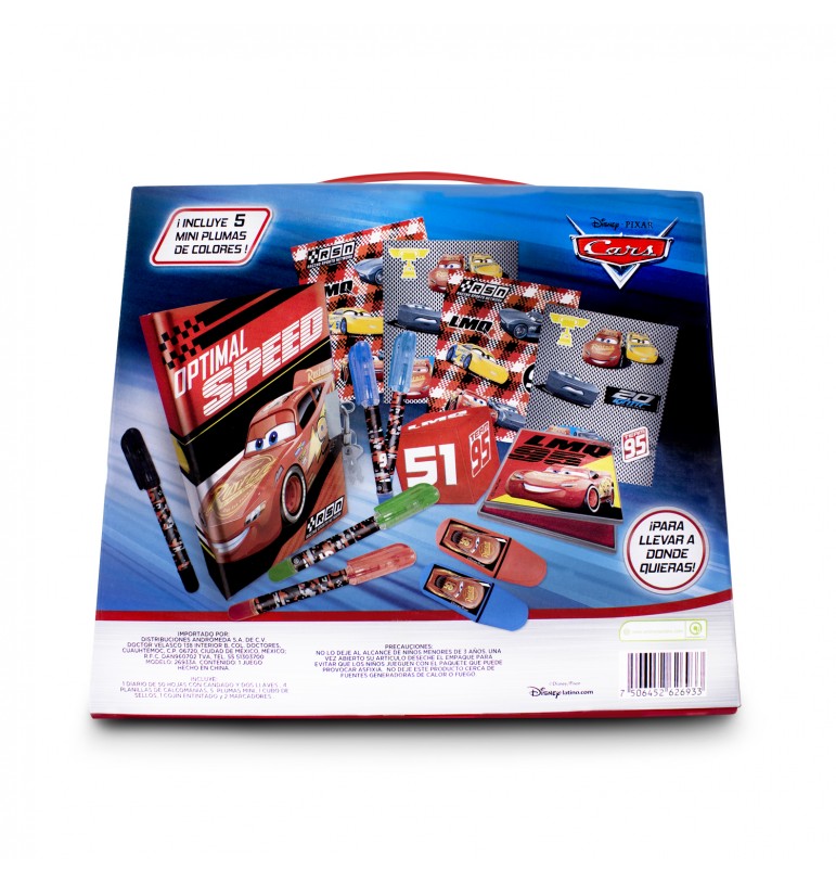 Mini libreta diario para niños Cars Pixar Disney con plumones