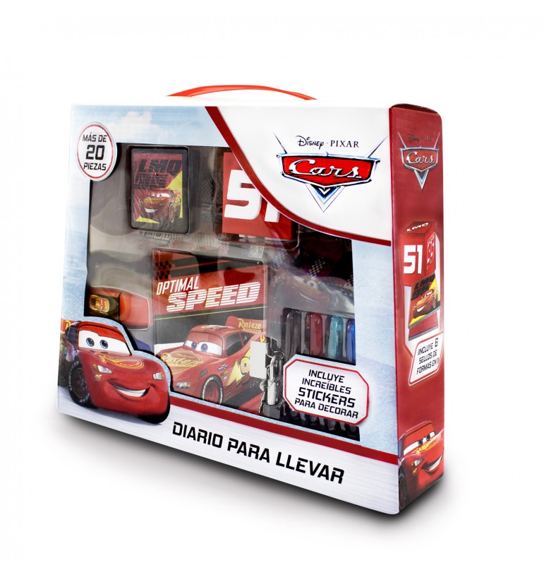Mini libreta diario para niños Cars Pixar Disney con plumones