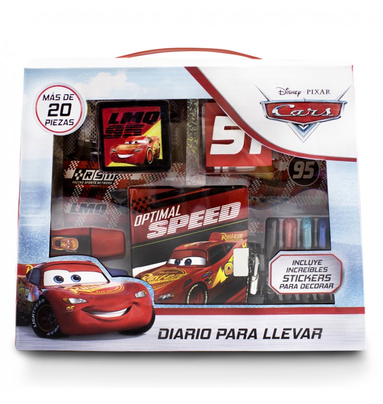 Mini libreta diario para niños Cars Pixar Disney con plumones