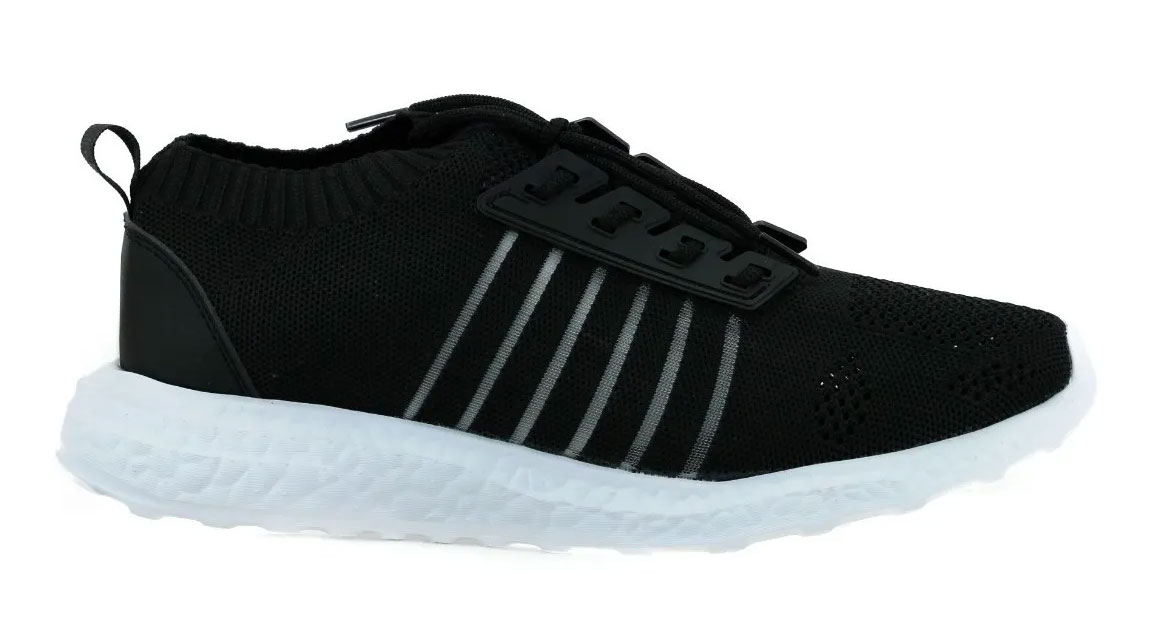 Tenis Ajustable Unisex Ultraligero Con Agujetas En Color Negro y Gris