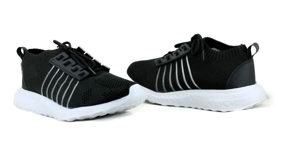 Tenis Ajustable Unisex Ultraligero Con Agujetas En Color Negro y Gris