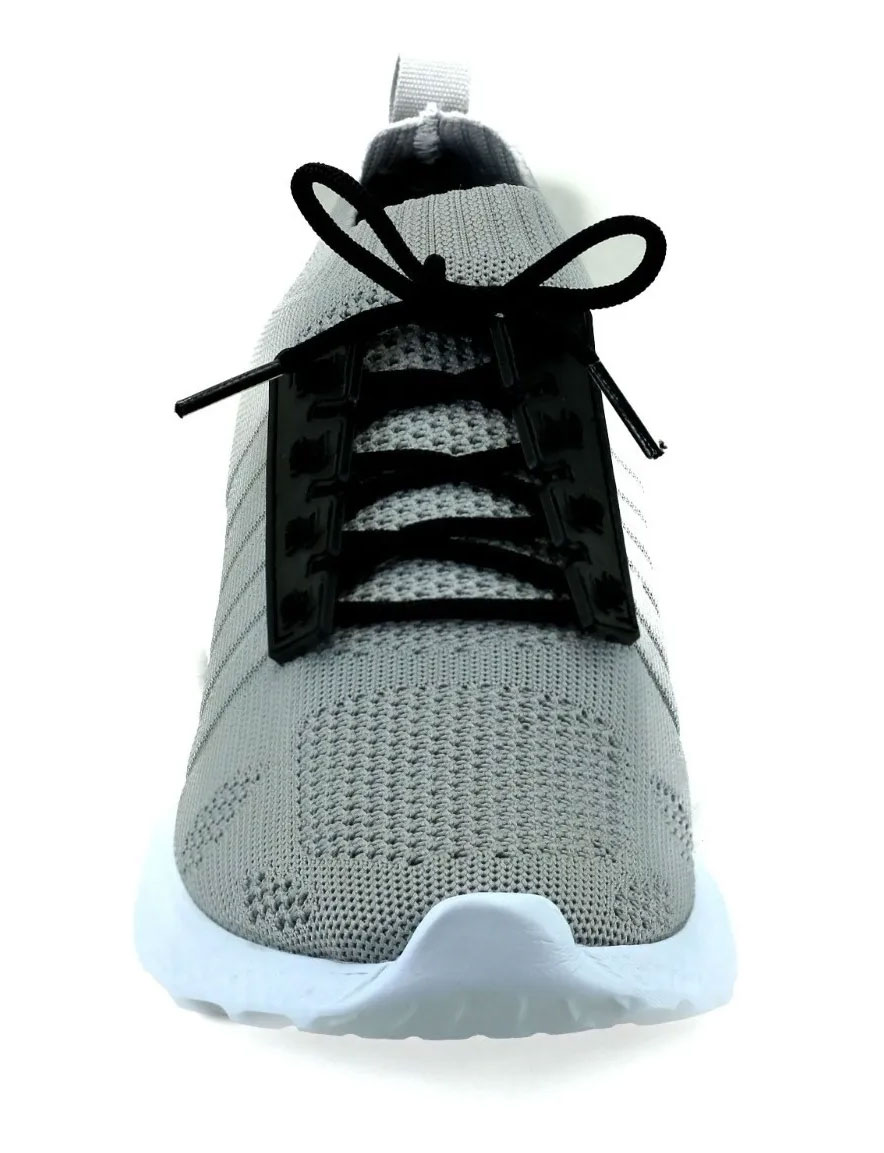 Tenis Ajustable Unisex Ultraligero Con Agujetas En Color Negro y Gris