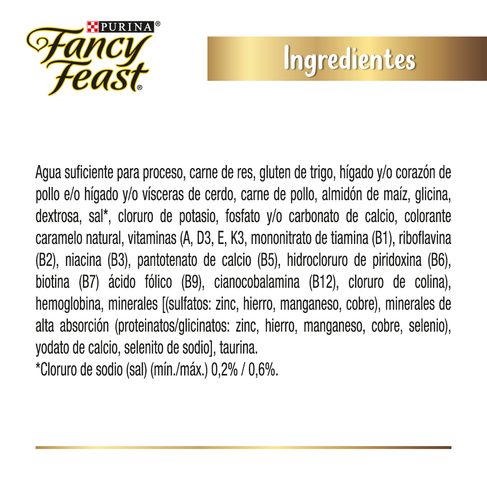 Caja de 12 sobres Fancy Feast Petit Filets Carne Alimento Húmedo para gatos adultos, pouch de 85g c/u.