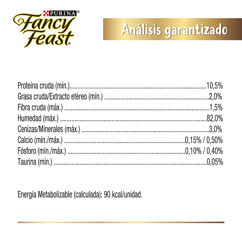Caja de 12 sobres Fancy Feast Casserole Cordero Alimento Húmedo para gatos adultos, pouch de 85g c/u.