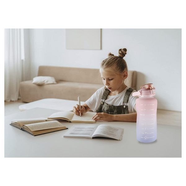 Botella de Agua de 2 Litros con Pajita en Color Degradado Lila-Azul