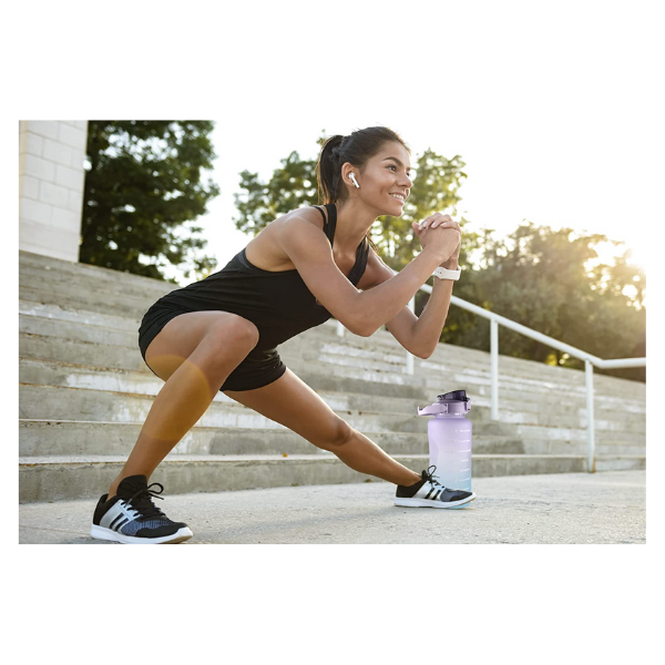 Botella de Agua de 2 Litros con Pajita en Color Degradado Lila-Azul