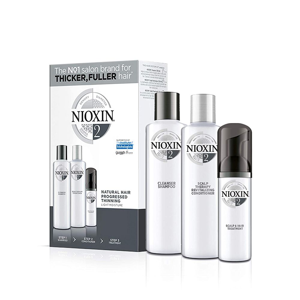 Nioxin Kit Anti caída Sistema #2 para cabello natural con caída excesiva 300ml (3 piezas).