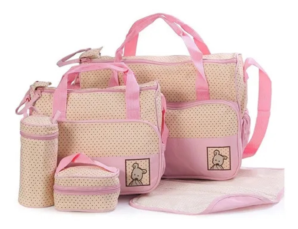 Set 5 Bolsas Panaleras Cambiador Bebe Rosa