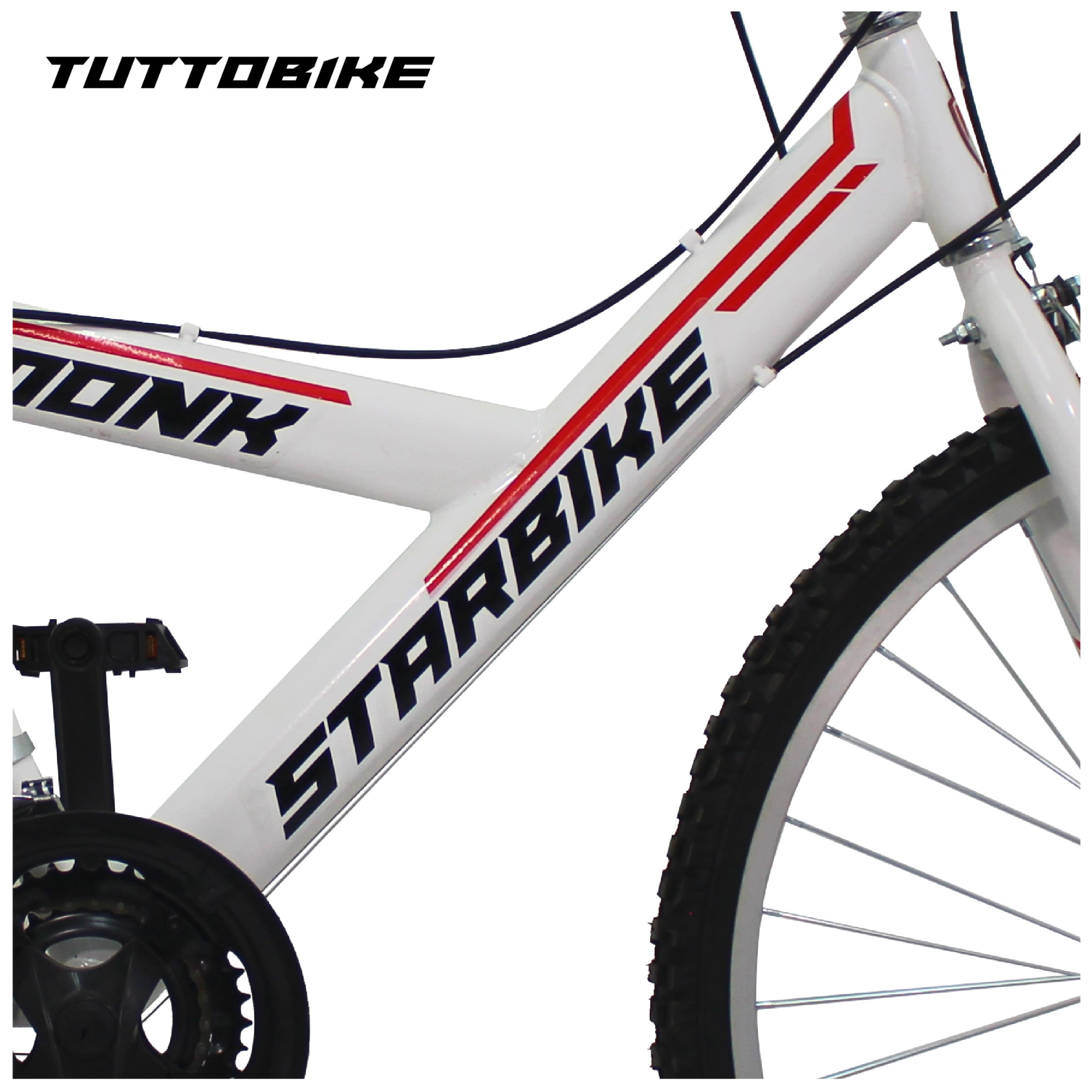Bicicleta Montaña Rodada 26 18 Velocidades Monk StarBike 2.1 Blanco Rojo