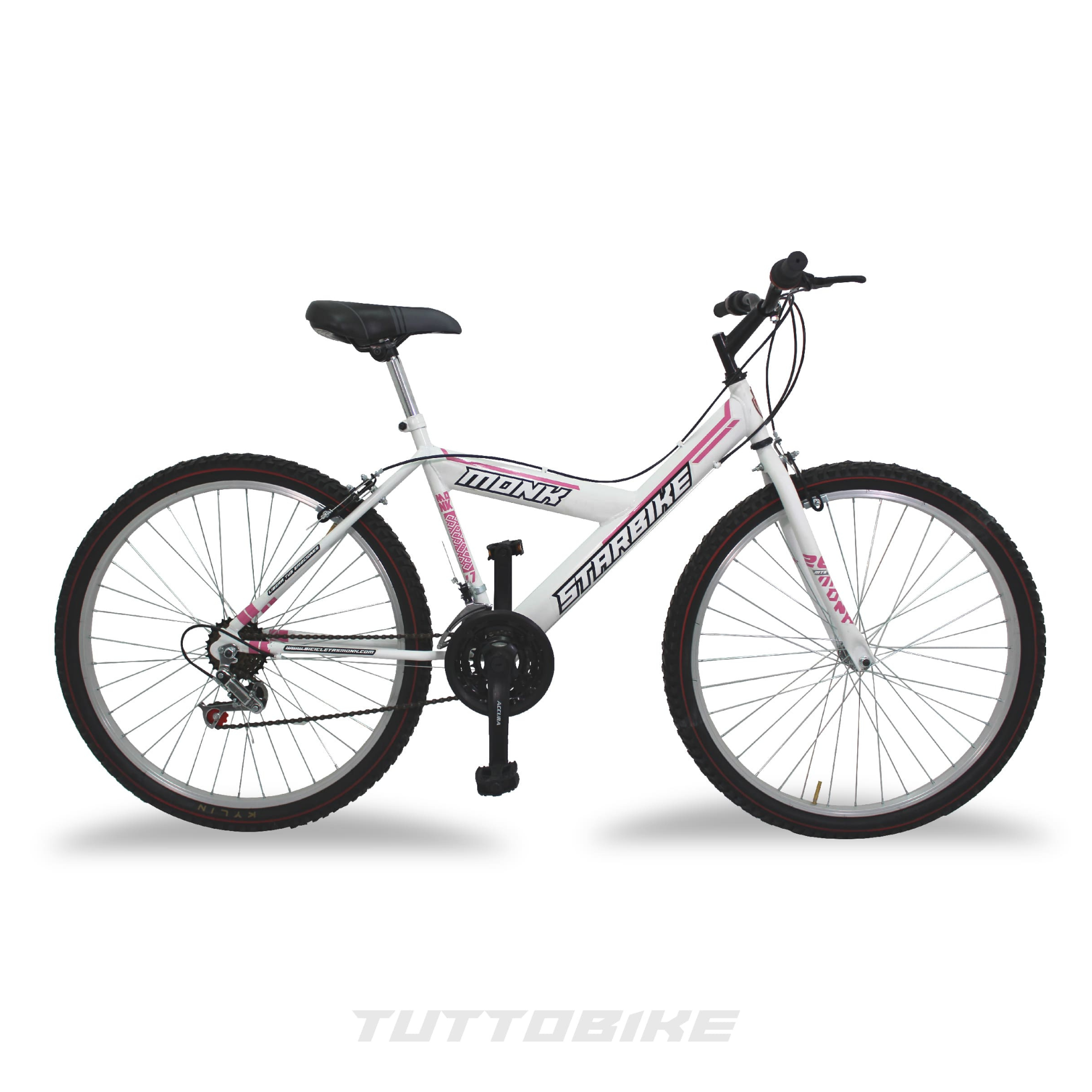 Bicicleta Montaña Rodada 26 18 Velocidades Monk StarBike 2.1 Blanco Rosa