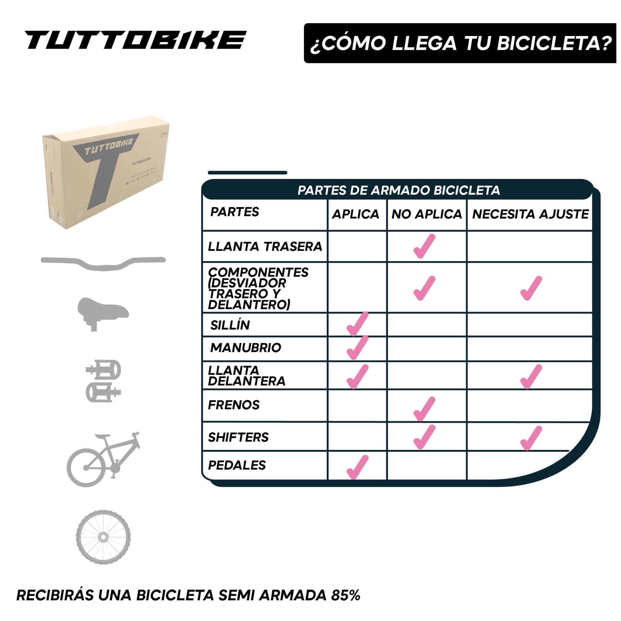 Bicicleta Montaña Rodada 26 18 Velocidades Monk StarBike 2.1 Blanco Rosa