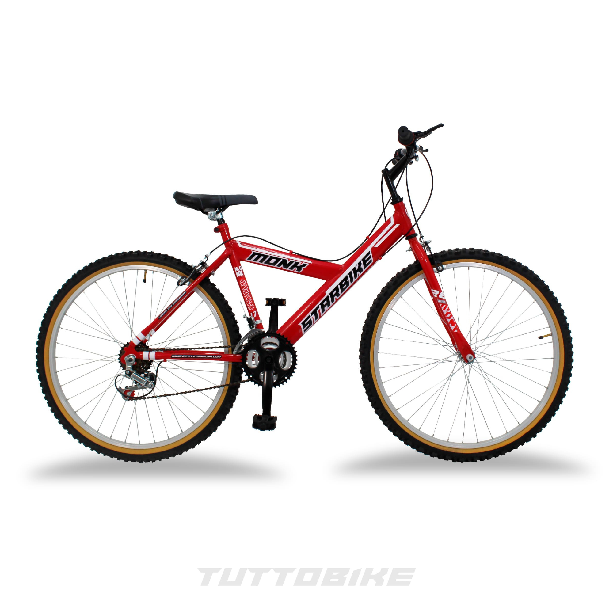 Bicicleta Montaña Rodada 26 18 Velocidades Monk StarBike 2.1 Rojo Blanco